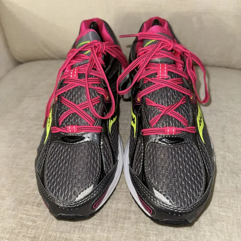 Saucony Guide 6 Womens Gray/Pink/Yellow Sneakers Running Shoe Size 10.5 EUC